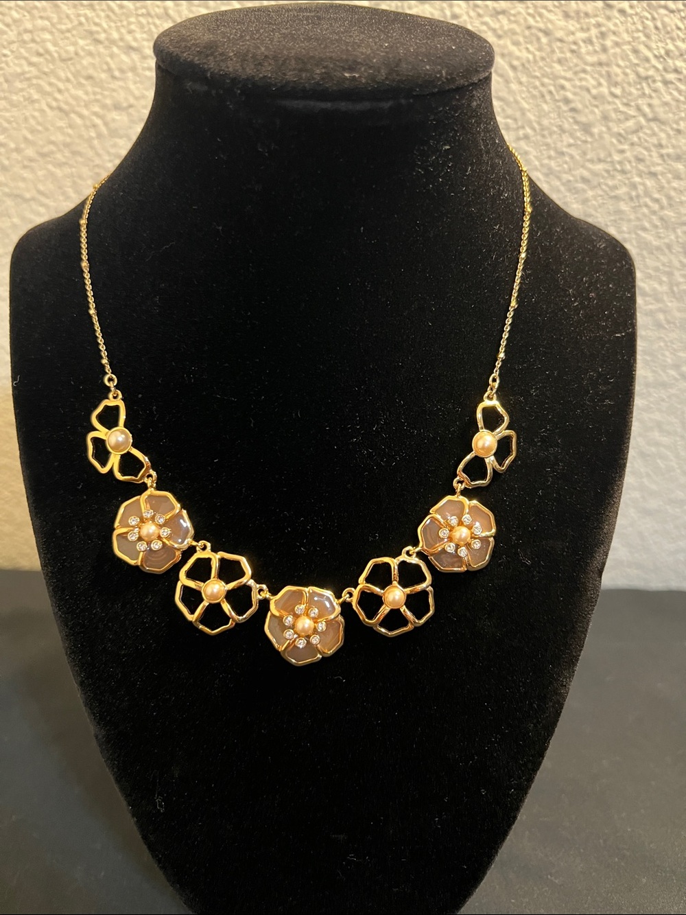 Kate Spade Gold-Tone Peach Floral Statement Necklace